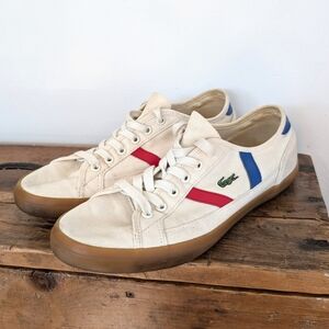 Lacoste Women Canvas Low-Top Sneakers – Retro Preppy Style ~ Size 6.5 US